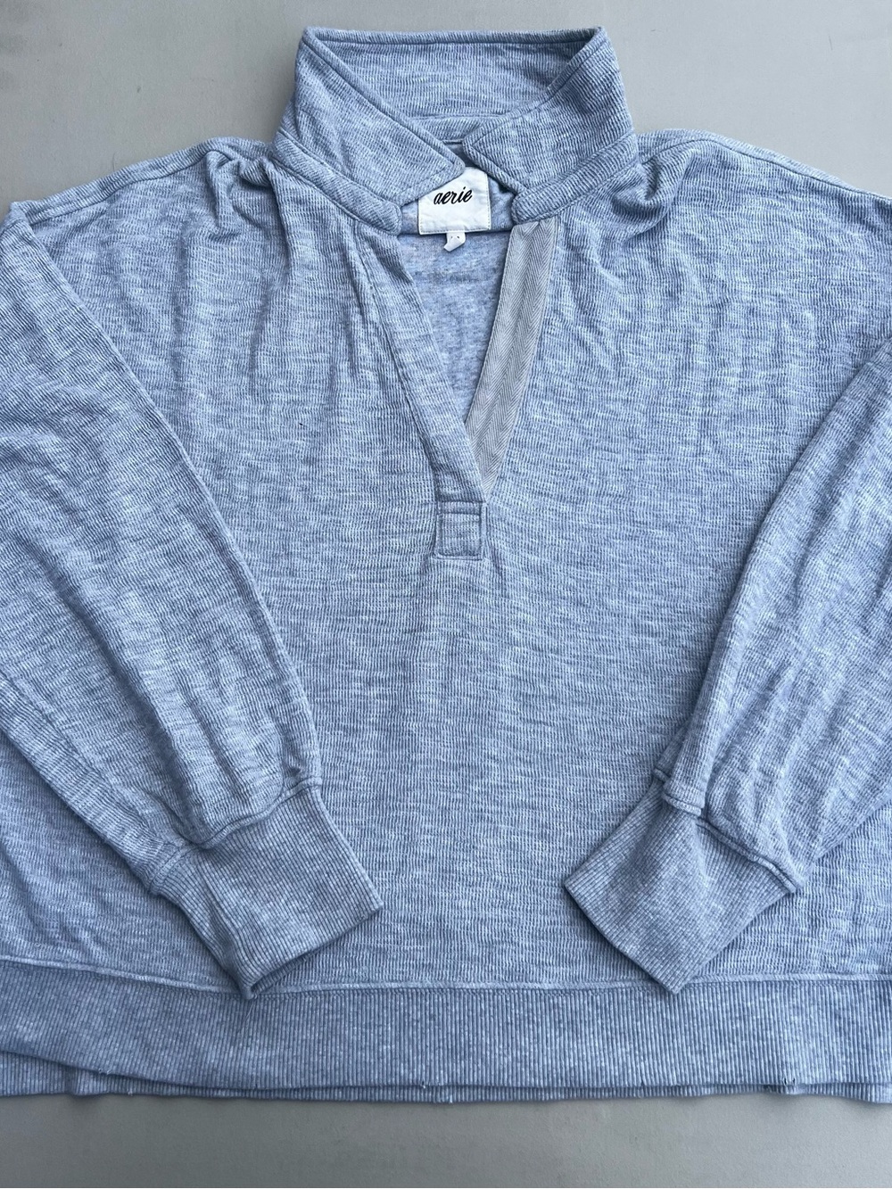 aerie Heather Light Gray Cowl Pullover Sweater
